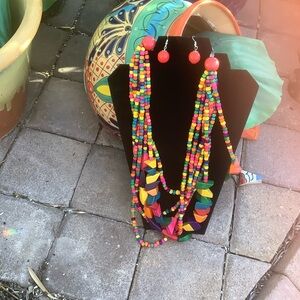 Colorful Beaded Necklace and Earring Set